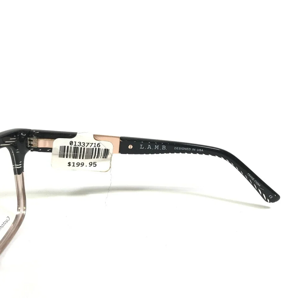 L.A.M.B Eyeglasses Frames LA045 BLK Black Pink Cat Eye Thick Rim 52-18-140